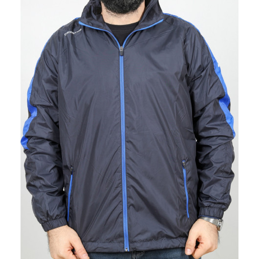 Men's Navy Blue Hooded Raincoat