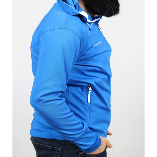 Men's Sax Blue Hooded Sweatshirt