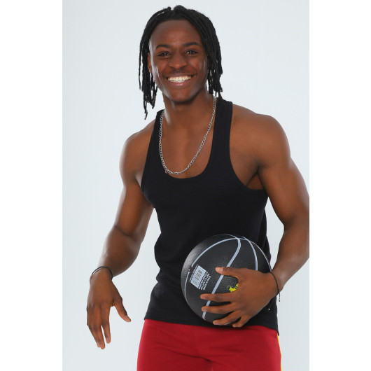 Men's Black Sleeveless Ribbed Rambo Athlete Athlete 24008-01