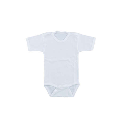 White Crew Neck Short Sleeve Basic Baby Snap Fastener Body