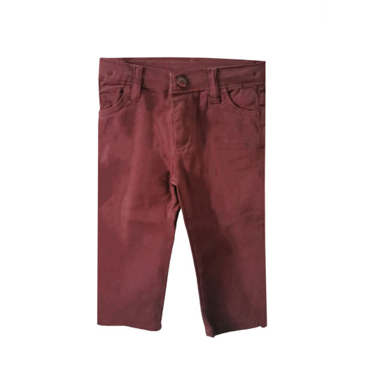 Baby Boy Claret Red Linen Pants