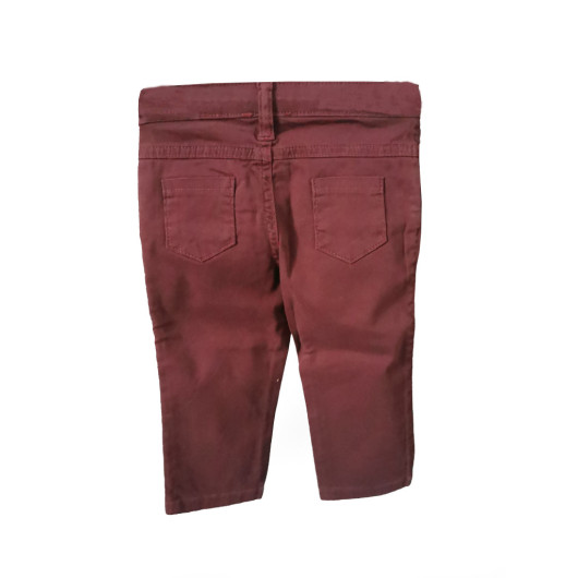 Baby Boy Claret Red Linen Pants