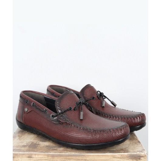 Men's Claret Red Leather Shoes
