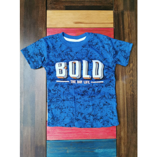 Boy Blue Crew Neck Short Sleeve Printed T-Shirt