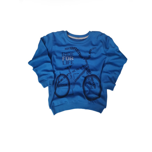Boy Blue Crew Neck Long Sleeve Printed Sweatshirt