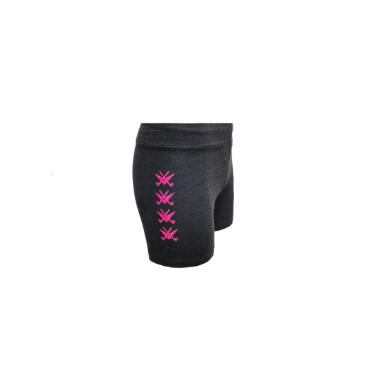 Women's Anthracite Waist Elastic Printed Mini Shorts