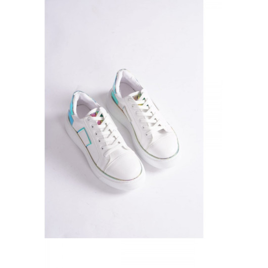 Women's White Hologram Style Sneakers Sneakers
