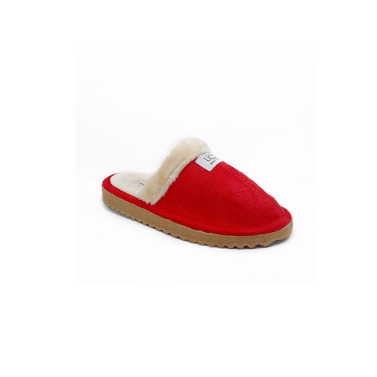 Women's Red Furry House Slippers