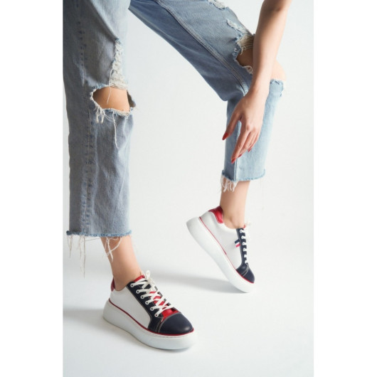 Women's Navy Blue White Style Sneakers