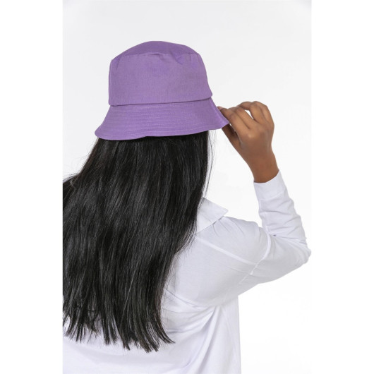 قبعة دلو نسائية قطنية لون بنفسجي