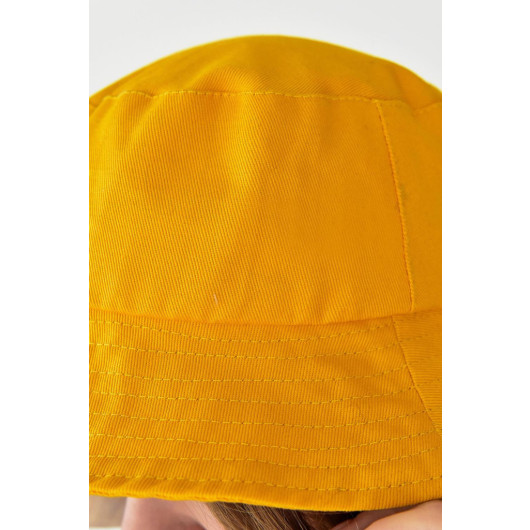 قبعة دلو نسائية قطنية لون اصفر