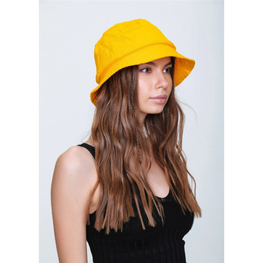 قبعة (طاقية) دلو نسائية لون اصفر
