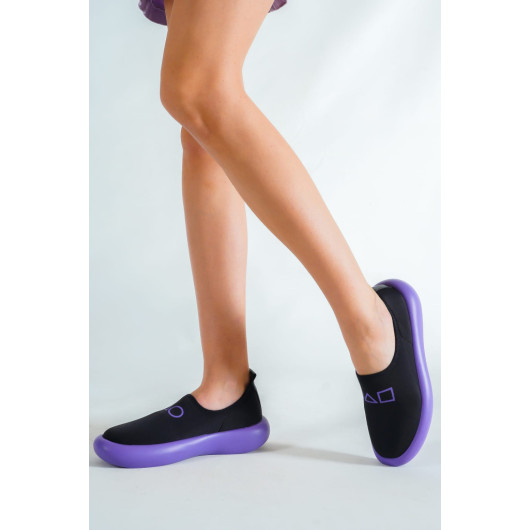 Women's Black Purple Sneaker Sneakers