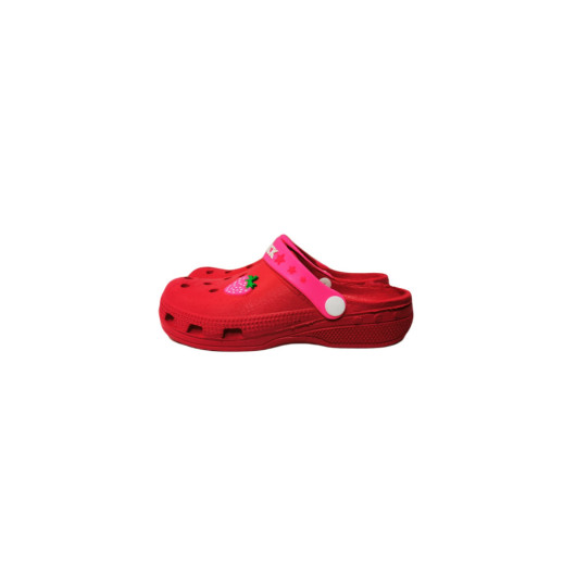 Girls' Fuchsia Patterned Sandals Slippers