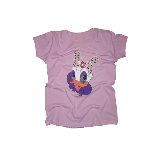 Espa Girl Child Lilac Crew Neck Short Sleeve Patterned T-Shirt