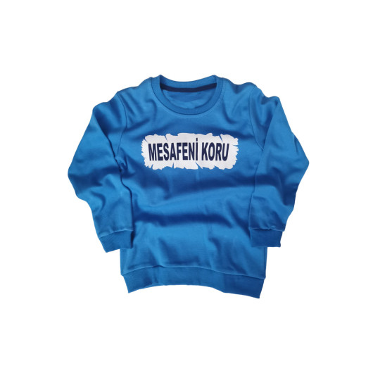 Espa Girl's Blue Crew Neck Long Sleeve Printed Sweatshirt