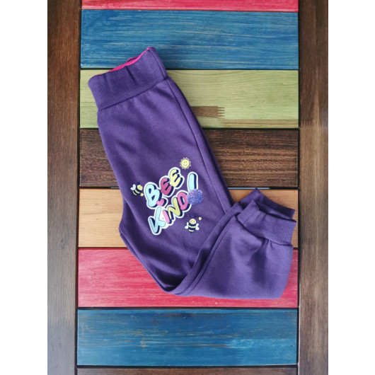 Girl Purple Bee Kind Printed Sweatpants