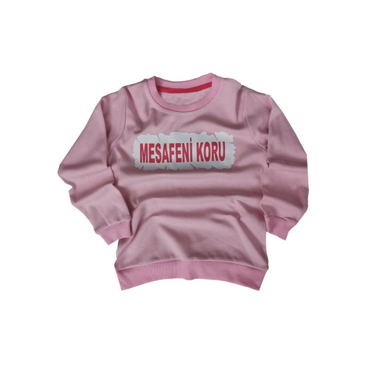 Espa Girl's Pink Crew Neck Long Sleeve Printed Sweatshirt