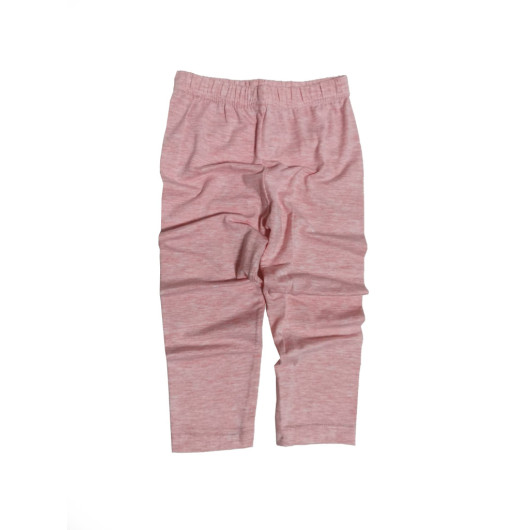 Girl's Pink Patterned Casual Leggings