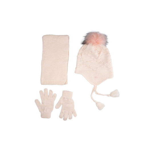 Girl's Powder 3-Piece Scarf Beanie Glove Set