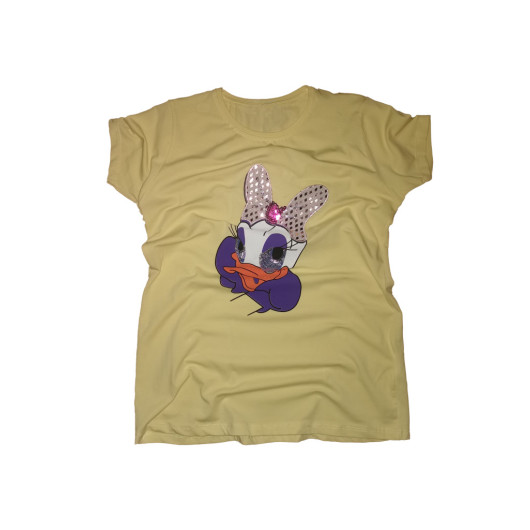 Espa Girl Child Yellow Crew Neck Short Sleeve Patterned T-Shirt