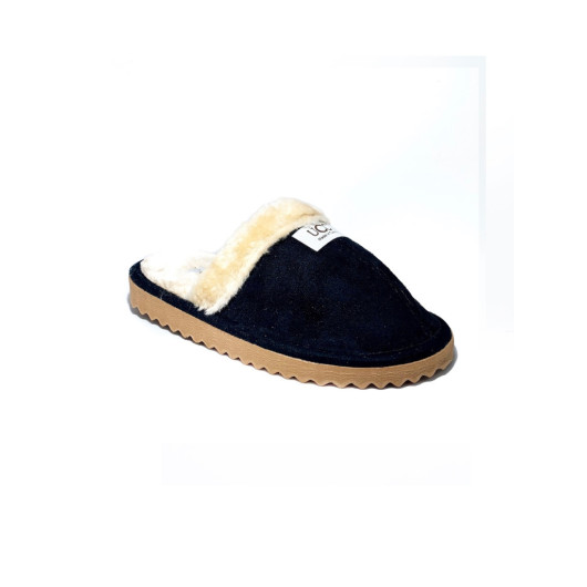 Navy Blue Furry House Slippers Unisex