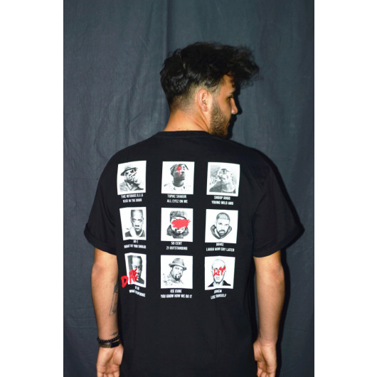 Unisex Black Kingz Of Rap Printed Oversize T-Shirt 100% Cotton