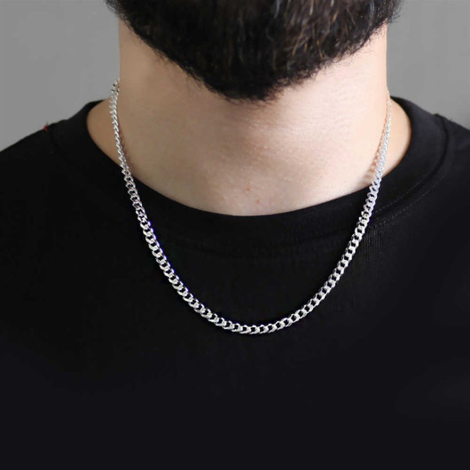 925 Sterling Silver 50 Cm Silver Men's Chain Necklace