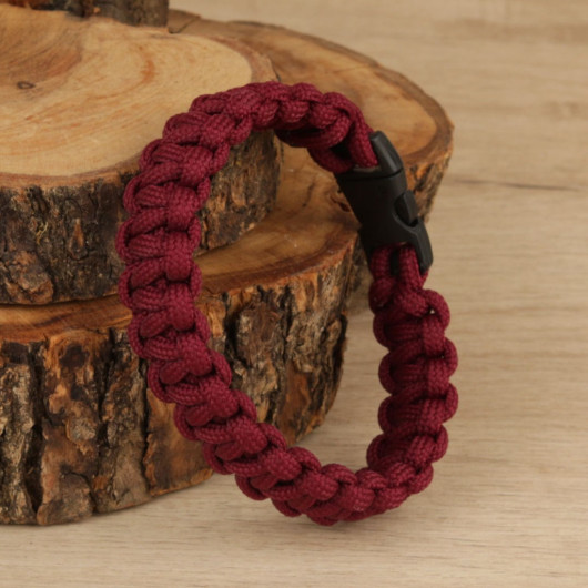 Claret Red Macrame Knitted Men's Bracelet