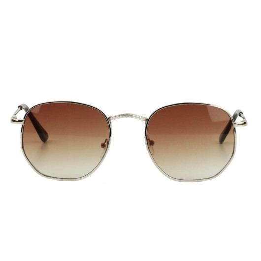 Brown Gradient Hexagonal Men's Sunglasses