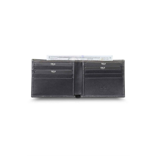 Diga Black Burlap Print Classic Leather Men's Wallet