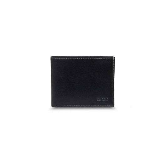 Diga Black Burlap Print Classic Leather Men's Wallet