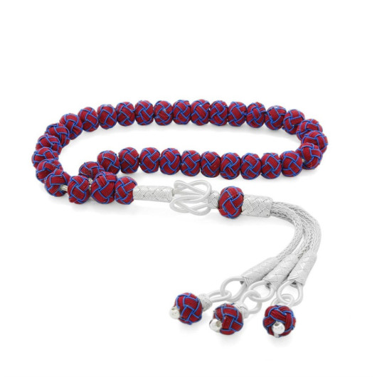Handcrafted Globe Cut Wrist Length Claret Red-Blue 1000 Sterling Silver Kazaz Rosary