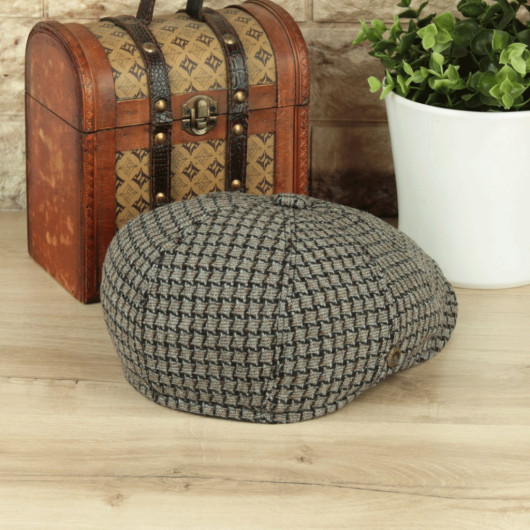 Exclusive Brown Patterned British Style Winter Men's Hat