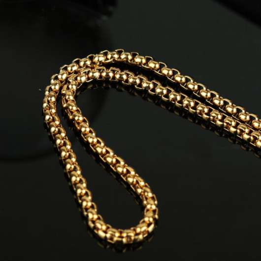 Gold Thin Chain Model Men's Steel Necklace