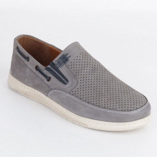 Gray Genuine Leather Men's Casual Shoes