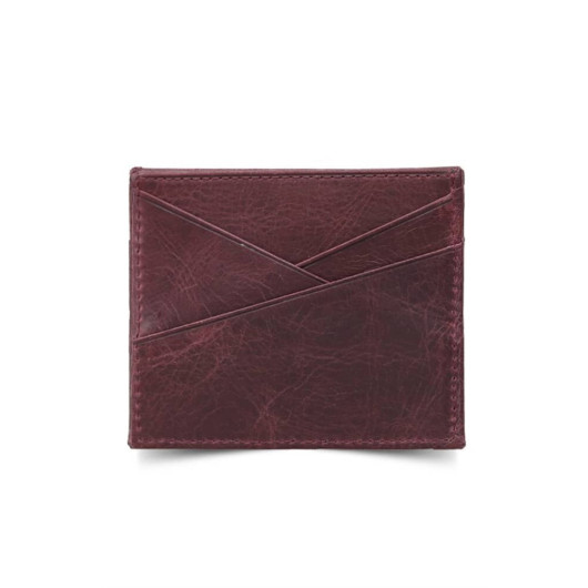 Guard Antique Claret Red Genuine Leather Card Holder
