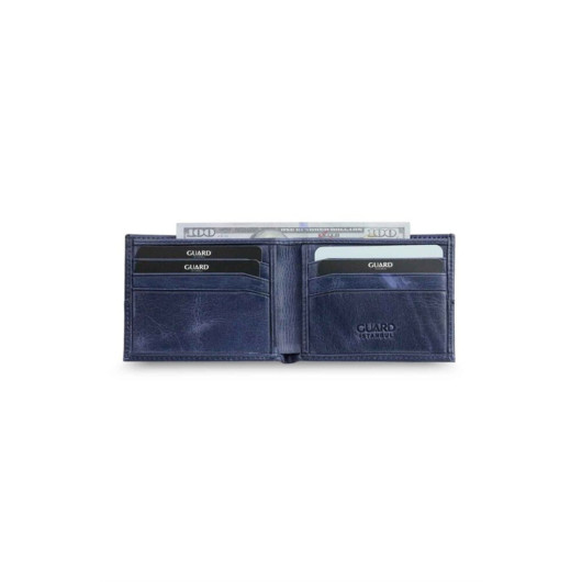 Guard Antique Navy Blue Slim Classic Leather Men's Wallet