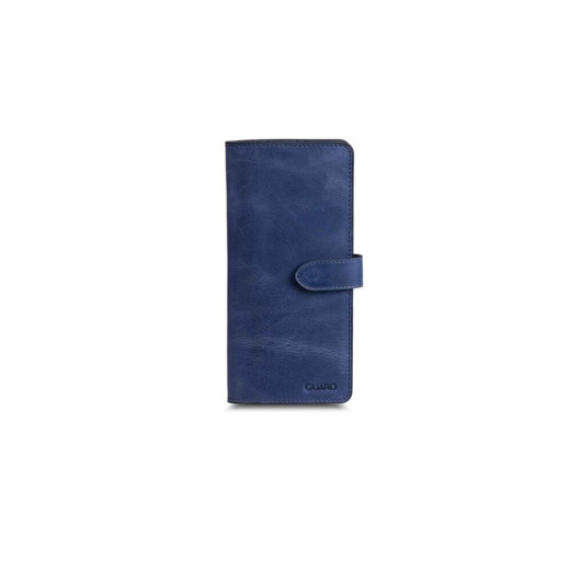 Guard Antique Navy Blue Leather Phone Wallet With Card And Money Slot