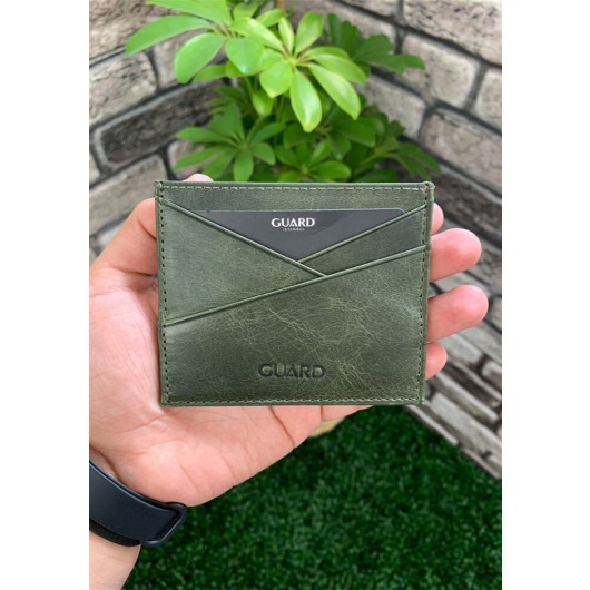 Guard Antique Green Genuine Leather Card Holder