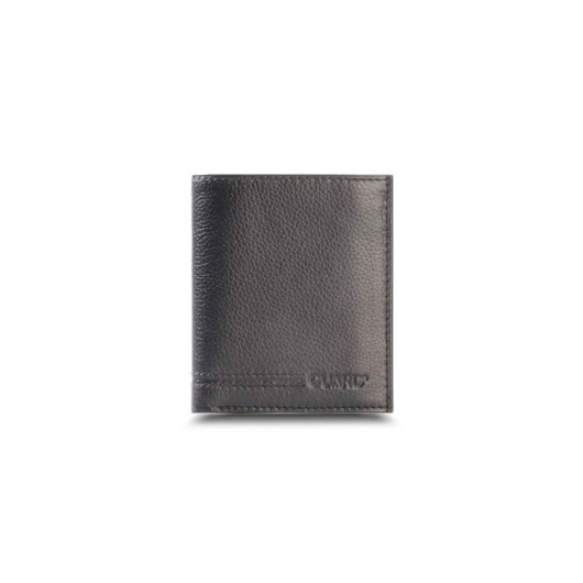 Guard Black Leather Men's Wallet With Coin Entry