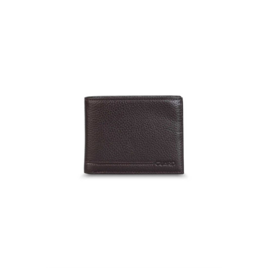 محفظة رجالية من الجلد الطبيعي من Guard بلون بني مع قسم للنقود المعدنية