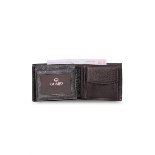 Guard Coin Brown Leather Horizontal Men's Wallet