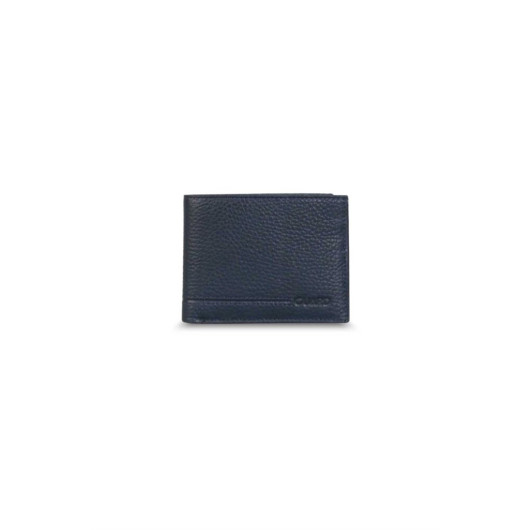 Guard Coin Purse Navy Blue Genuine Leather Horizontal Men's Wallet
