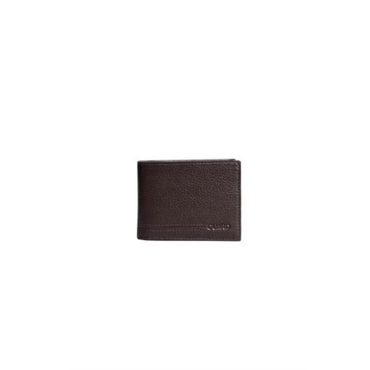 محفظة صغيرة من الجلد للرجال من Guard مع قسم للنقود المعدنية بلون بني