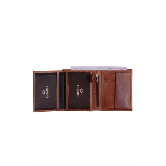 Guard Multi-Compartment Vertical Antique Tan Leather Men's Wallet