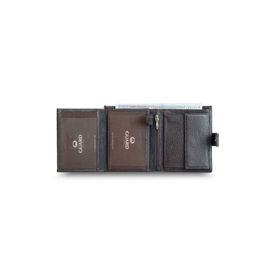 Guard Multi-Compartment Flip Vertical Brown Leather Men's Wallet
