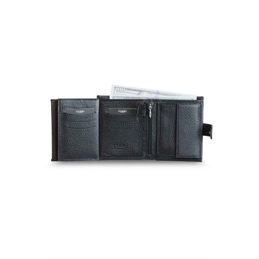 محفظة رجالية من الجلد باللون الاسود متعددة الاقسام من Guard