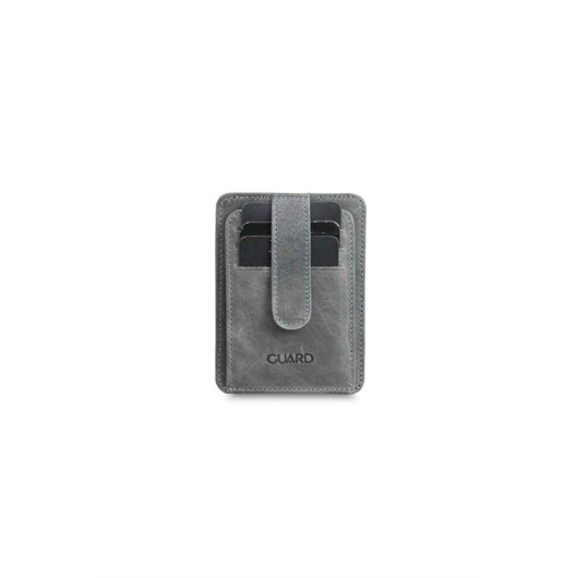 Guard Vertical Crazy Gray Leather Card Holder