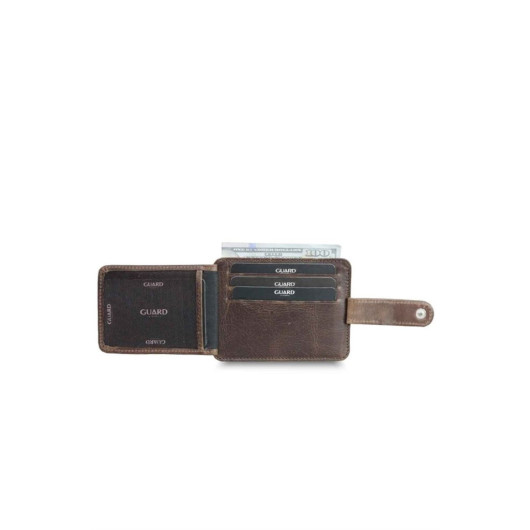 Guard Vertical Crazy Brown Leather Card Holder
